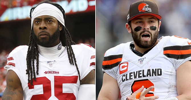 Richard Sherman vows to apologize to Baker Mayfield over handshake claims.