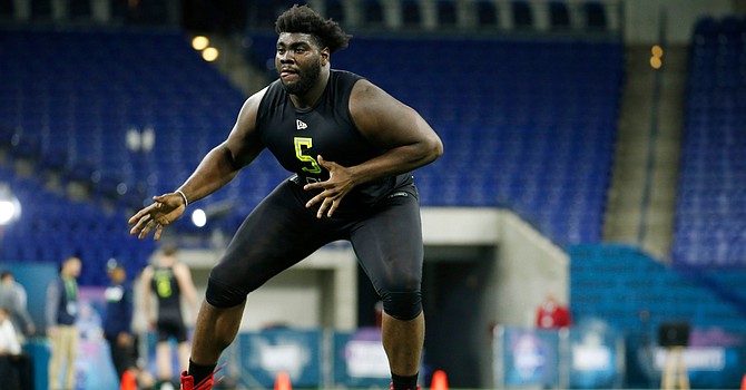 Mekhi Becton was good on the field and in interviews at the NFL Combine last month. (courier-journal.com)