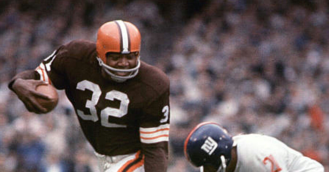 Jersey for the Cleveland Browns worn and signed by Jim Brown