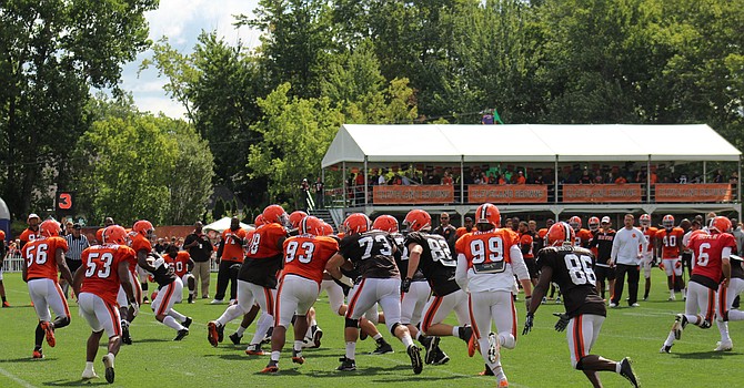 Full team practices like this one from a past training camp won't take place until every NFL team is cleared by their state officials to open their facility. (neosportsinsiders.com)