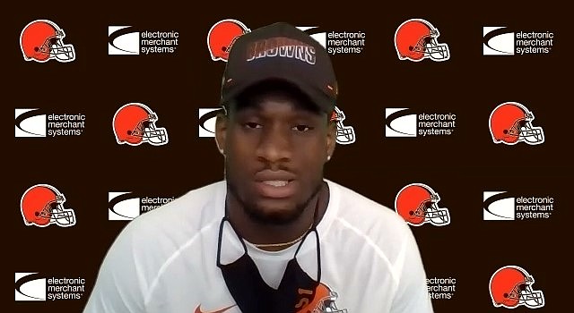 Second-year linebacker Mack Wilson thought his season was over when he suffered a left knee injury at a training camp practice on Aug. 18. Now he's on the verge of playing again. (Cleveland Browns)