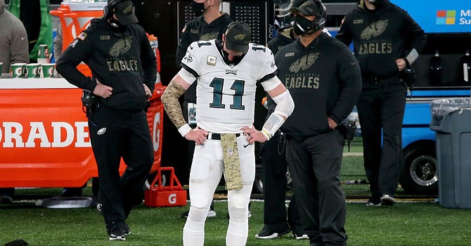 Carson Wentz's fifth NFL season has caused more than the quarterback to hang his head. (Philadelphia Inquirer)