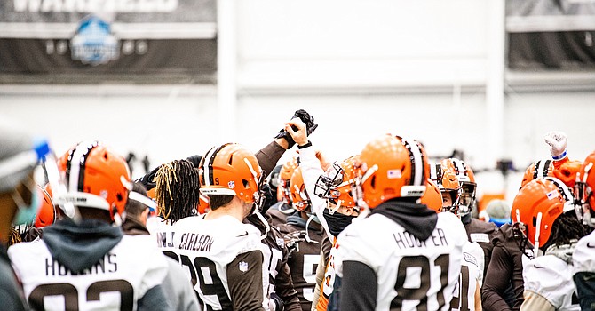 It was a happy occasion for the Browns to be reunited on the practice field for the first time since qualifying for the playoffs last Sunday. (Cleveland Browns)