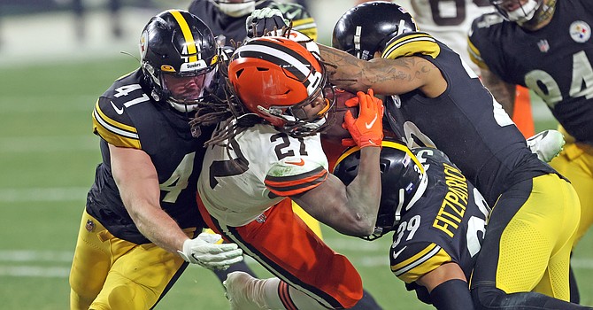 Kareem Hunt will try to stop his former team from making another trip to the Super Bowl on Sunday. (Joshua Gunter, Cleveland.com)