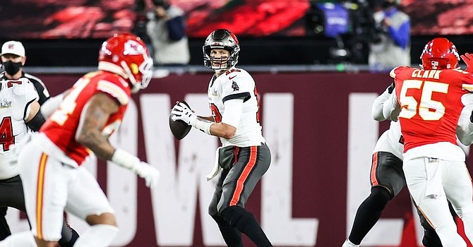 Tom Brady added a seventh Super Bowl title to his hall of fame resume with a win in Super Bowl LV Sunday night in Tampa Bay. (Tampa Bay Buccaneers)