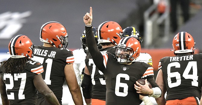The Browns enter the 2021 offseason as the No. 4 choice in the AFC to win the Super Bowl, according to multiple sports books. (Los Angeles Times)