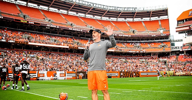 Kevin Stefanski was overjoyed to see the energetic turnout for his team's only practice in FirstEnergy Stadium. (Cleveland Browns)