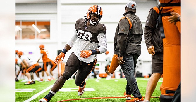 Malik McDowell, the biggest dude on the Browns' defensive line, is about to complete a remarkable comeback story if he makes the initial 53 roster. He was drafted four years ago and never played in even a preseason game until this year with the Browns. (Cleveland Browns)