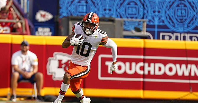 Rookie Anthony Schwartz came through in Odell Beckham Jr.'s absence, and now the Browns have pressed the brakes on OBJ's return. (Associated Press)