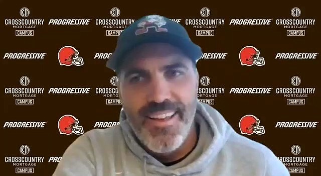 Even though the news got grimmer for the Browns on Wednesday, coach Kevin Stefanski's mood was better than the day before. With his positive test for COVID, he might be watching Saturday's game from his rec room. (Cleveland Browns)