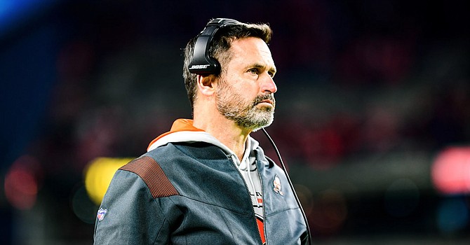 Acting head coach Mike Priefer didn't have much to smile about. His night got off to a bad start when Hunter Renfrow returned the first Browns punt 29 yards to set up an opening TD by the Raiders. (Cleveland Browns)