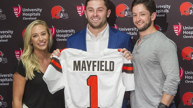 Mayfield replaces infamous Browns jersey with long list of past starting  quarterbacks