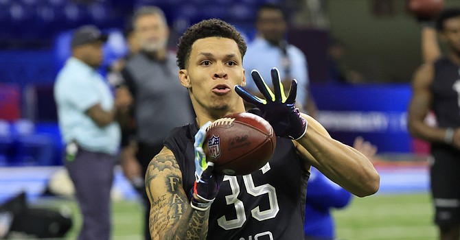 Trey Lance's former favorite target at North Dakota State continued a post-season surge at the NFL Combine and could be a possibility for the Browns in the second round. (Getty Images)