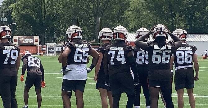 While unstylish, if not downright hideous, the Guardian Caps mandated by the NFL for certain position groups at training camp practice are designed to guard against concussions. (TheLandOnDemand)