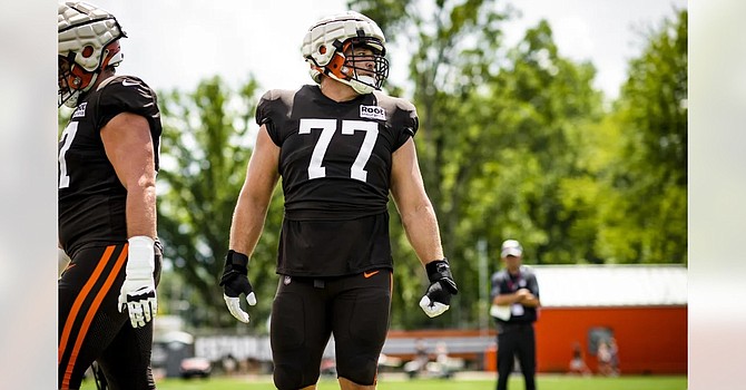 Right guard Wyatt Teller is not worried who plays quarterback for the Browns because of the talented running back room, which he called a 'four-headed monster.' (Cleveland Browns)