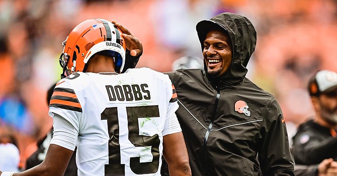 For the second game in a row, Deshaun Watson led the cheers for backup quarterback Joshua Dobbs.