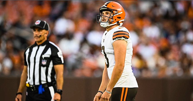 Cade York's field goals from 57 and 46 yards were the offensive highlights for the Browns in the first half against the Chicago Bears. (Cleveland Browns)