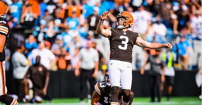 Cade York's franchise-record 58-yard game-winning field goal in his first NFL game immediately put him in the good company of the elite kickers each of the Browns' rivals employ. (Cleveland Browns)