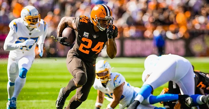 Nick Chubb produced his fourth 100-yard rushing day in five games. (Cleveland Browns)