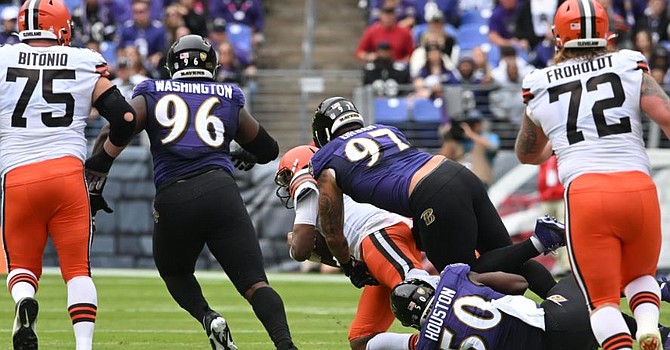 Despite some success early throwing the ball, a play like this became more common as the Browns continued to ignore their running game. (BaltimoreRavens.com)