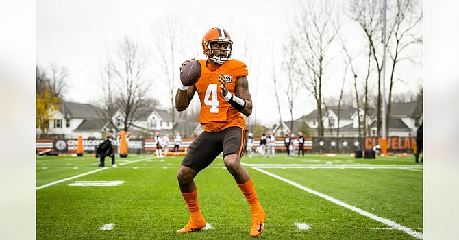 Deshaun Watson's first practice with the Browns during his NFL suspension brought out the camera crews but did not interfere with Jacoby Brissett's preparation for the Bills game, said coach Kevin Stefanski. (Cleveland Browns)