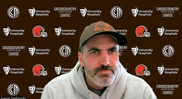 Kevin Stefanski declined to discuss the job security of defensive coordinator Joe Woods. (Cleveland Browns)