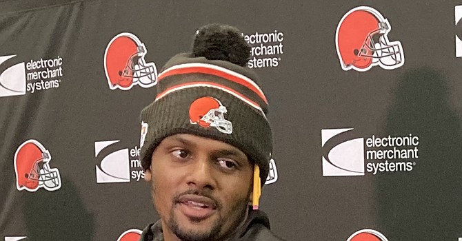 Deshaun Watson was expansive in talking about football in his first media appearance prior to his first game as Browns quarterback Sunday in Houston. (TheLandOnDemand)