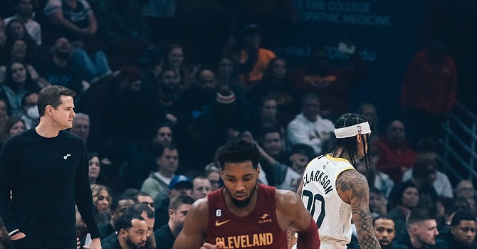 Cleveland Cavaliers guard Donovan Mitchell against the Utah Jazz. ESPN Cleveland/Rob Lorenzo.