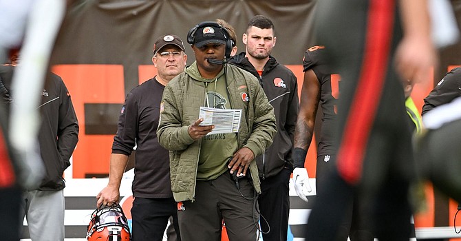 Joe Woods wants to be back as Browns defensive coordinator, but it was evident in his last press conference of the season that he does not know his fate. (Getty Images)