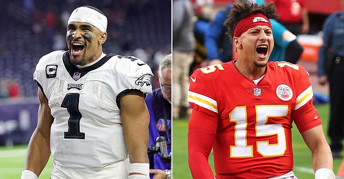 Quarterbacks Jalen Hurts and Patrick Mahomes are examples that there is no tried-and-true patch to the Super Bowl. (Getty Images)