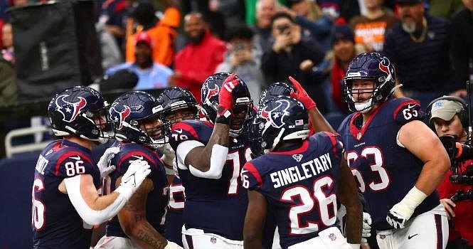 The Texans had reason to celebrate a lot, with four offensive touchdowns and two defensive touchdowns against the Browns. (Houston Texans)