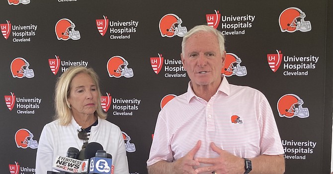 Dee and Jimmy Haslam couldn't conceal their exasperation in pursuing a stadium project that is one of the largest developments in Northeast Ohio history. (TheLandOnDemand)