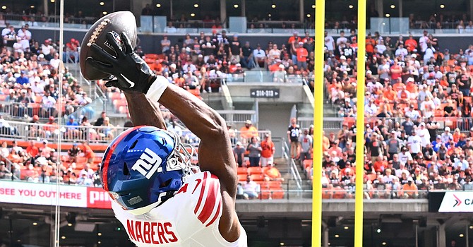 Giants rookie receiver Malik Nabers put on a show in the first half.