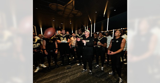 Interim Saints coach Darren Rizzi was flinging game balls in the locker room following his first win last week, which broke a 7-game losing streak. (New Orleans Saints)