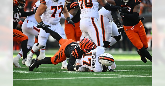 Dorian Thompson-Robinson's first start of the season was marred by sacks and turnovers. (Cincinnati Bengals)