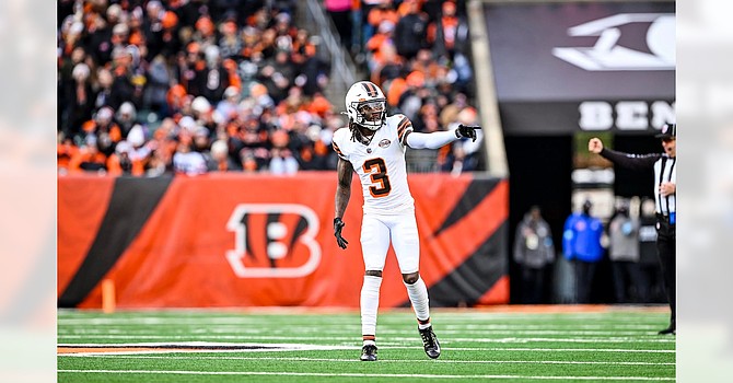 Jerry Jeudy without the ball was a common sight in the Browns game against the Bengals. He was targeted three times. (Cleveland Browns)