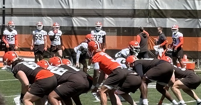 As expected, Dillon Gabriel was under center when the Browns conducted their first rep of the first 11-on-11 drill at rookie minicamp. (TheLandOnDemand)