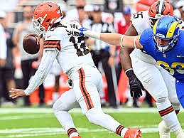 Shedeur Sanders' miserable outing v. the Rams should send him to the Browns practice squad, but it won't. (Cleveland Browns)