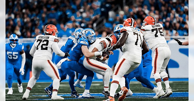 After very early success, it was tough sledding most of the game for Joe Flacco again. (Detroit Lions)