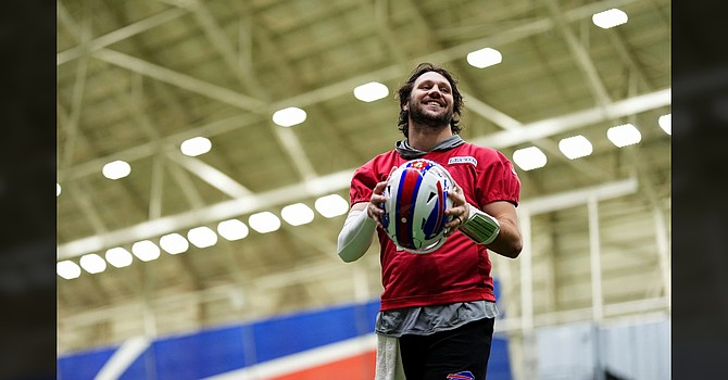 With three weeks to go, Josh Allen is back in the MVP picture, trying to become the first back-to-back MVP winner since Aaron Rodgers in 2021-22. (Buffalo Bills)