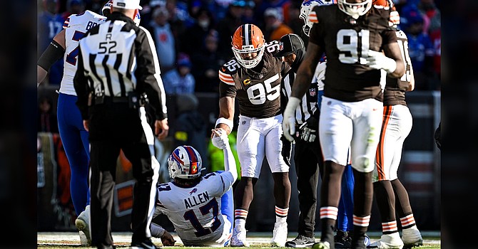 Myles Garrett was credited with a half-sack on a scoring change phoned in by the NFL office in New York. Originally, Mason Graham was given the sack but when it was ruled that Josh Allen gave himself up to avoid a safety, the sack should be shared Garrett and Alex Wright. (Cleveland Browns)