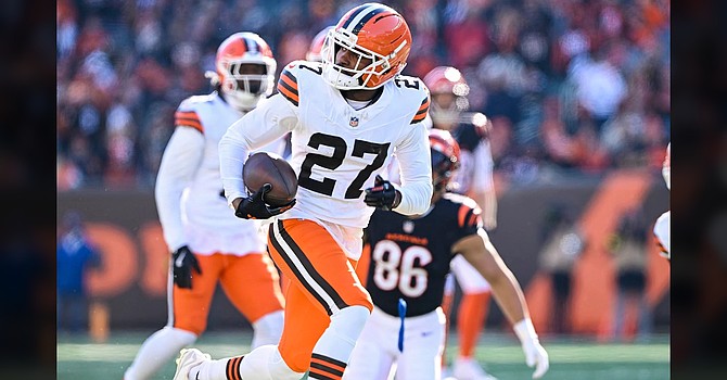 Reserve cornerback Sam Webb had one of two defensive touchdowns for the Browns in the first half. (Cleveland Browns)