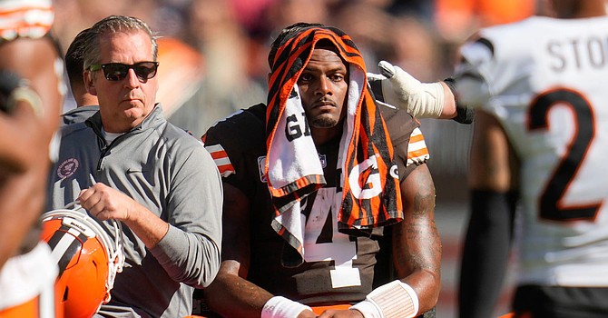 After Watson's contract runs out following the 2026 season, the Browns will have to account for $86.2 million in salary cap charges over 2027-28. (Associated Press)