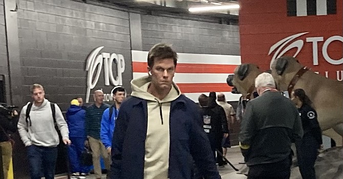 Tom Brady did not look like he was long for playing football when the arrived for his last appearance at FirstEnergy Stadium in November. (TheLandOnDemand)