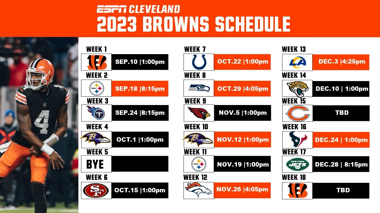 Browns open 2023 home against Cincinnati, first of three division games in  the first month